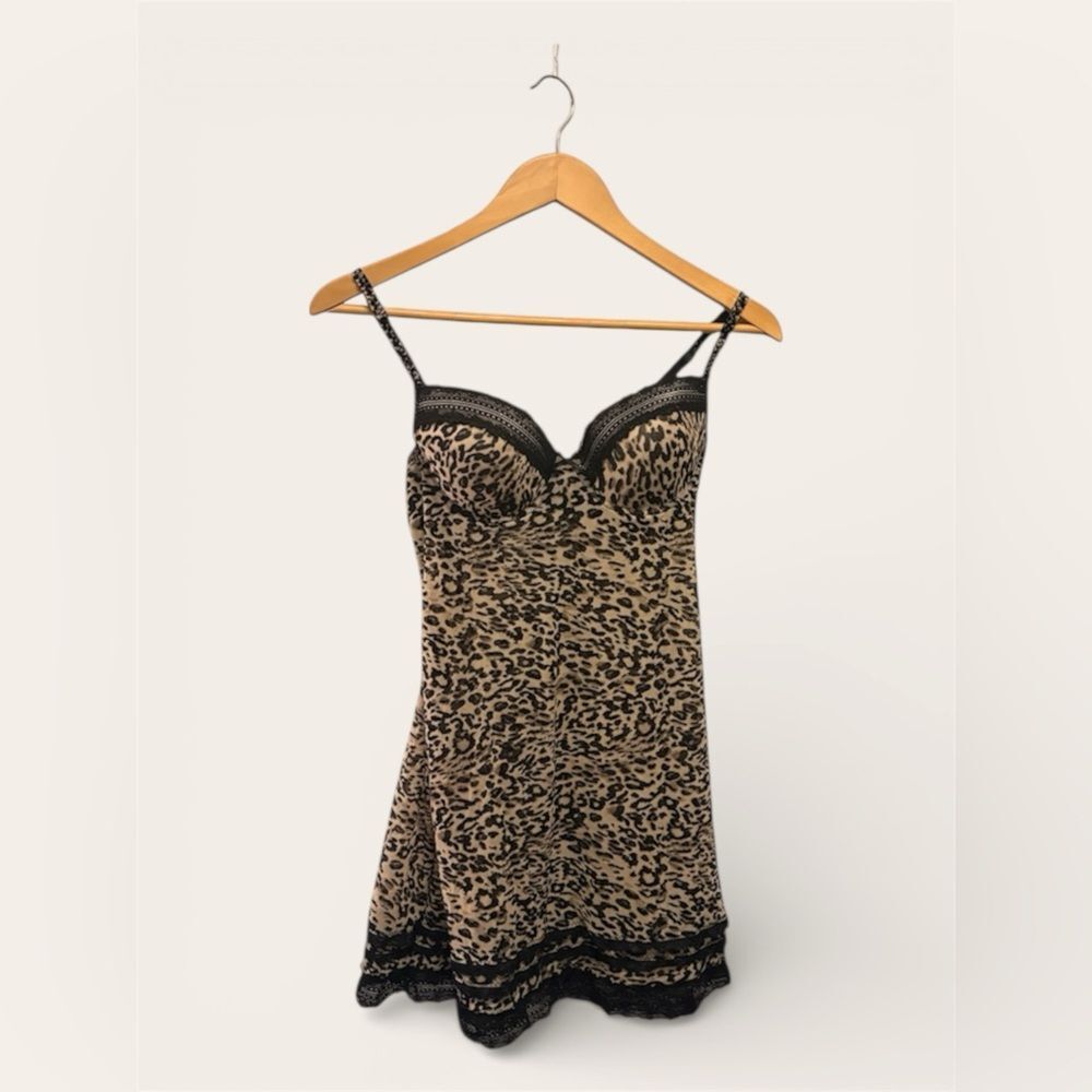 Leopard Lace Slip Dress Dark Feminine Sexy Witchy Romantic Size M